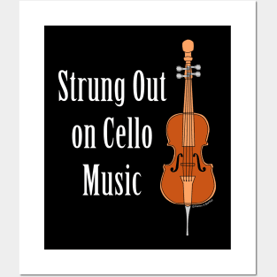 Strung Out Cello White Text Posters and Art